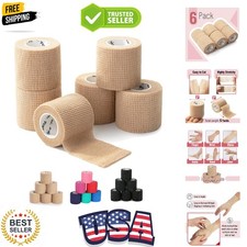 Self Adhesive Bandage Wrap, 2" x 5 Yards, 6 Pack, Skin Colored Elastic Cohesi...