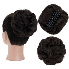 Pieza de cabello moño desordenado rizado natural Scrunchie Updo clip de garra en extensiones de cabello M