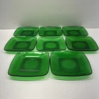 Vintage Anchor Hocking Charm Forest Green 5.5” Square Plates Lot of 8