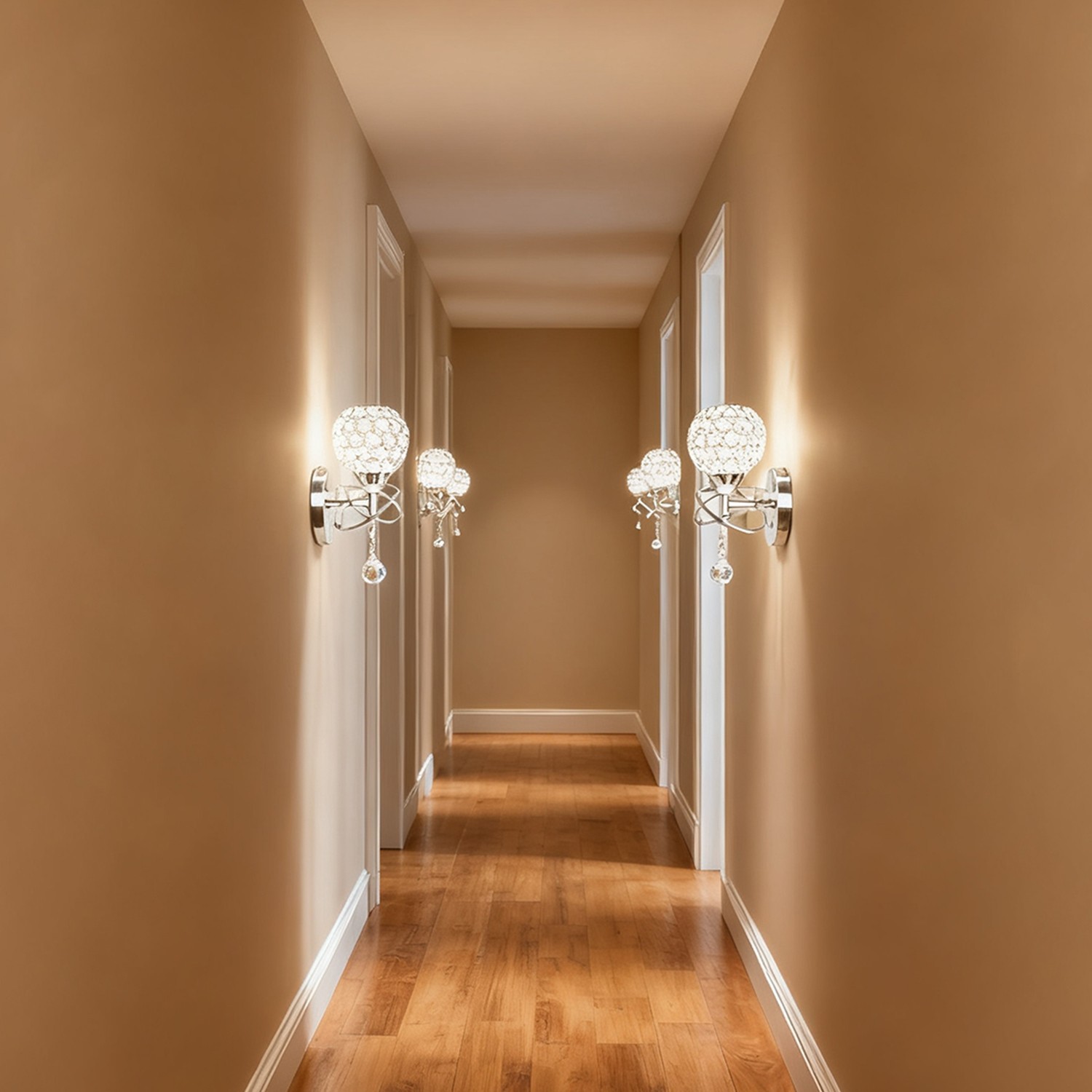 4-Pack Silver Crystal Wall Sconces, E26 Base Light Fixtures for Home & Bedroom