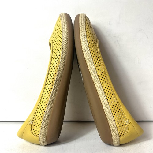Clarks Collection Womens 9.5 W Casual Yellow Leather Espadrille Slip On Flat New - Picture 4 of 10