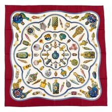 Hermes Silk Scarf Carre 90 "Qu'Importe Le Flacon" Red Silk Scarf US duty free