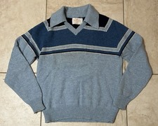 VTG 60  s Jantzen Wool Collared Pullover Sweater Men  s Size Medium Blue