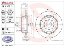 2x BREMBO Bremsscheibe 09.N375.31 für JEEP
