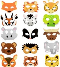15 Cartoon-Tiermasken: Papiermasken f&uuml;r Kinder Cosplay, Party & Geburtstag