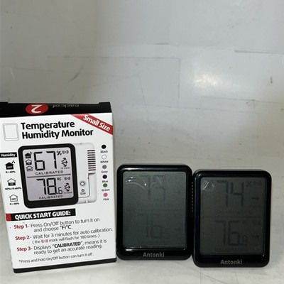 Temperature Humidity Monitor Small Two Pack Comes Set Up, With Stands