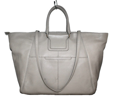 HOBO Sheila East-West Tote Shoulder Bag Light Taupe Gray Pebbled Leather
