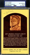 Dizzy Dean PSA DNA Signed Gold Hall of Fame Plaque Postcard Autograph