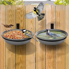 2 Pack 8.3 Inch Fence Bird Feeder Tray Heavy Duty Iron Ring Outdoor Wild Bird