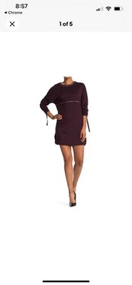 NWT MAX STUDIO Tie Sleeve French Terry Dress In Winnasft Xs Purple