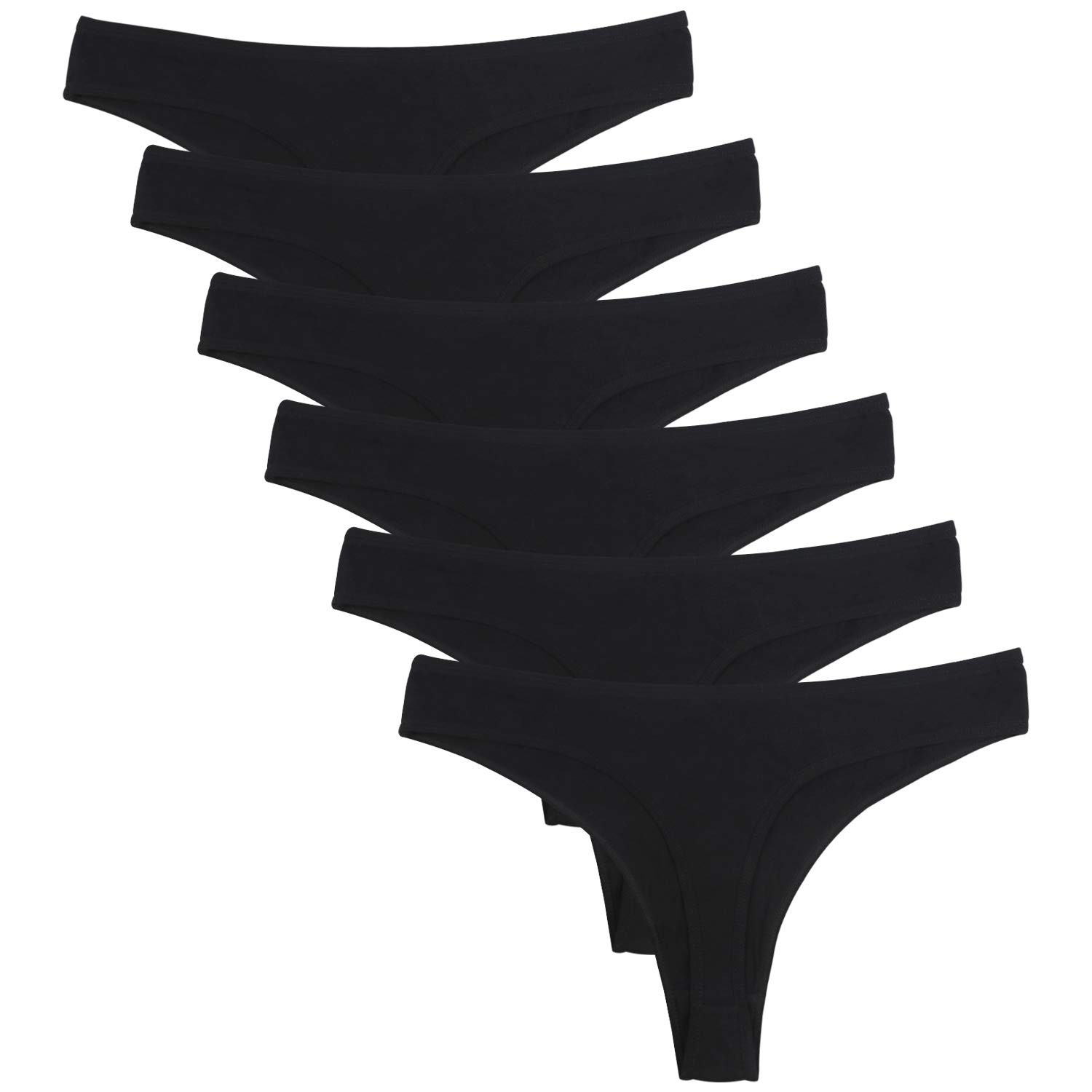 DRESHOW Donna 6 Pezzi Cotton Stretch Thongs Mutandine Femminile Semplice (X9t)