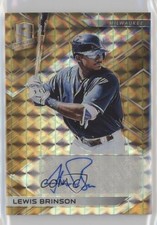 2018 Chronicles Spectra Signatures Neon Orange Prizm 2/3 Lewis Brinson Auto 0g4