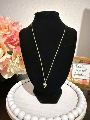 14K massives Gold Doppel Herz Anhänger Halskette Smaragd Stil