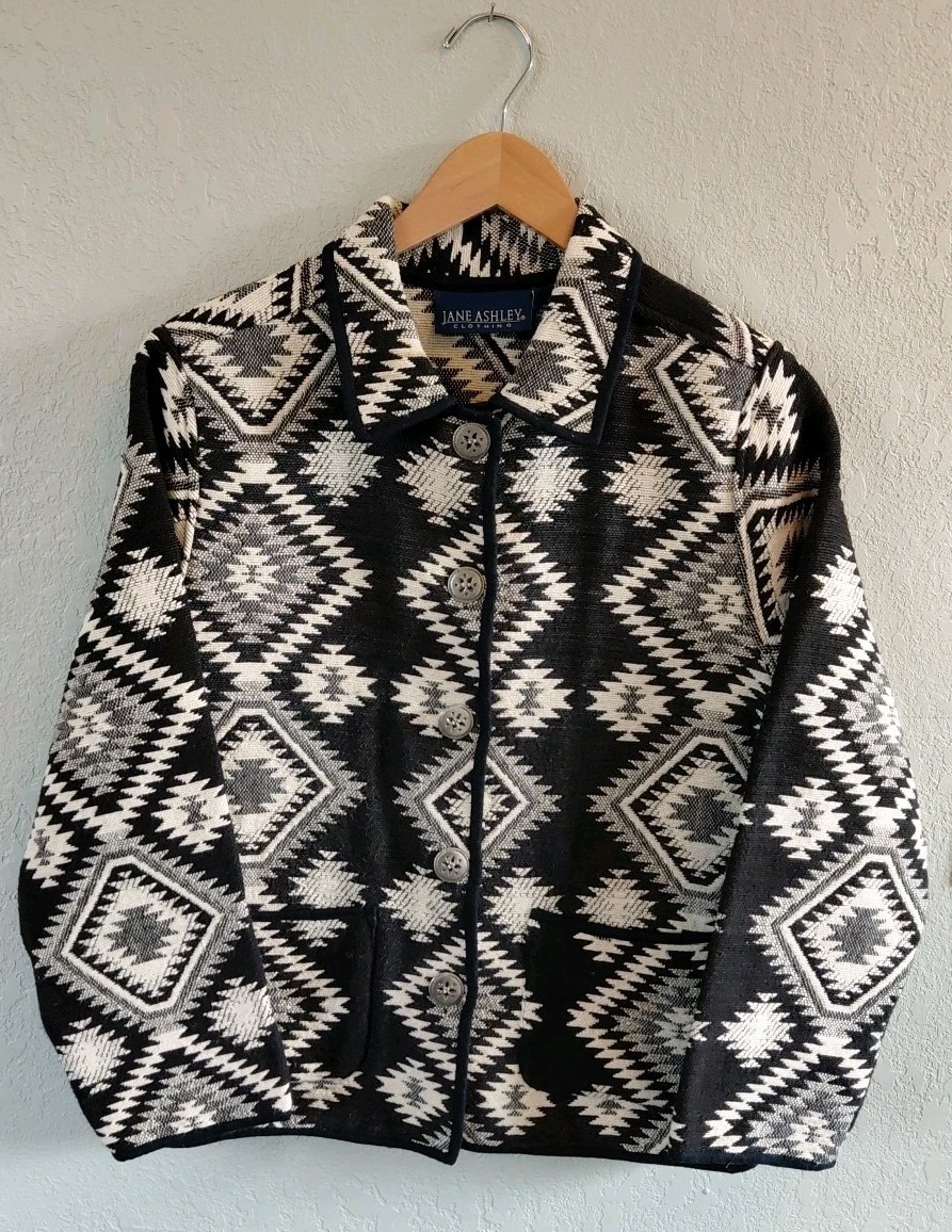 Vintage Jane Ashley Jacket Aztec Western Southwest Size M Tapestry Button Down