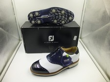 NEW Men's 7.5 Wide Footjoy Dryjoys Premiere Wilcox Golf Shoes WH/NAVY/BLK 54323