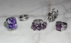 Vintage LOT STERLING SILVER 925 Purple RINGS Silpada Spider Poison Cha Cha Ring
