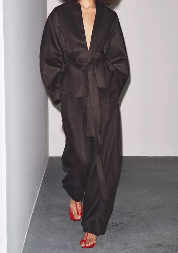 ZARA BELTED LINEN KIMONO ZW COLLECTION BROWN | 8426/329/700 | eBay