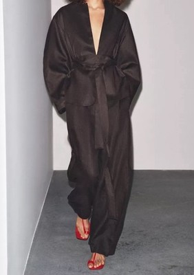 ZARA BELTED LINEN KIMONO ZW COLLECTION BROWN | 8426/329/700 | eBay