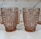 Hocking Glass Diamond Line Pink Depression Drinking Glass Tumbler 4”