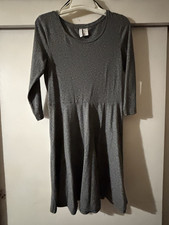 H&M Women s Gray Solid Knit A-Line Knee Dress...