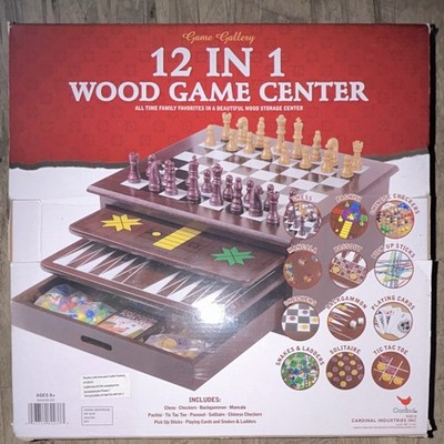 Cardinal Game Gallery 12-in-1 Wooden Game Center 2+ Players Ages 6+ Complete