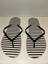 Old Navy Women's Flip Flop Sandal Black  White Striped Size 9 Without Tag