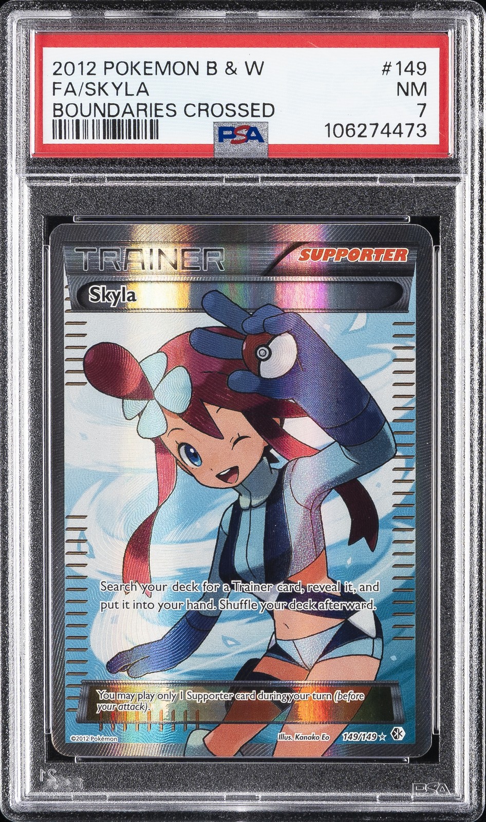 2012 POKEMON BLACK & WHITE BOUNDARIES CROSSED #149 FULL ART/SKYLA PSA 7