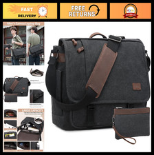 Water-Resistant 17-17.3 Inch Laptop Messenger Bag for Men, Canvas Shoulder Brief