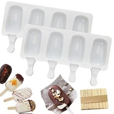Reusable Silicone 4/8 Cavity Ice Cream Popsicle Mold for DIY Treats