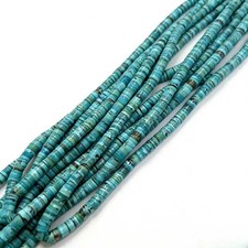 Grade AA Natural Blue Turquoise Heishi Disc Beads Size 2x5mm 16" Strand