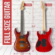 Pyle 6-String Electric Guitar Kit- Includes Amplifier with Accessory Kit Red 