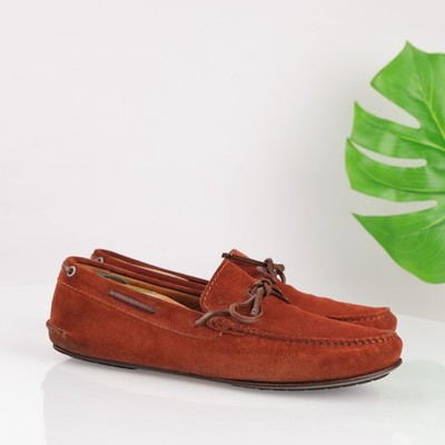 Massimo Dutti Mens Loafers Size 45 11 Burned Orange Suede Moc Slip On Shoes Bow