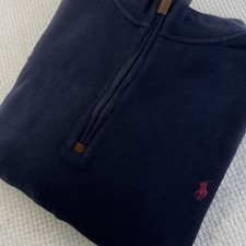 Ralph Lauren Navy Blue Quarter Zip Pullover Sweatshirt Men's Pony Logo 2XLT