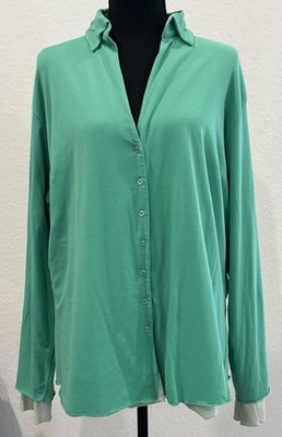 Soft Surroundings Two-Toned Knit Overlay Button Up Top Size 2X