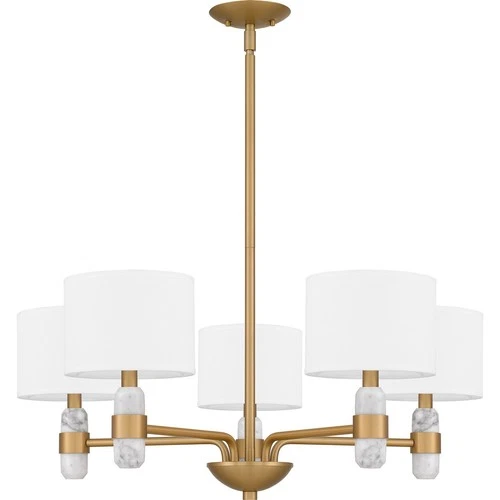 Brushed Weathered Brass Five Light Chandelier from the Kimberly Collection - Picture 2 of 6