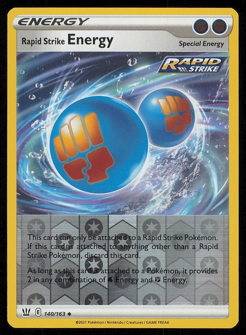 RAPID STRIKE ENERGY 140/163 BATTLE STYLES REVERSE HOLO POKEMON CARD NEAR MINT