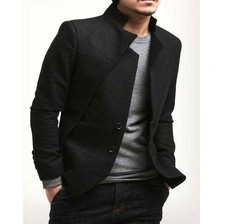 GP Herren Kurzmantel Wintermantel Caban Jacke Baumwolle Hüftlang Double Style