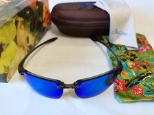 NIB Maui Jim HO'OKIPA Smoke Grey-Blue Hawaii Polarized 407-11 Rimless Sunglasses
