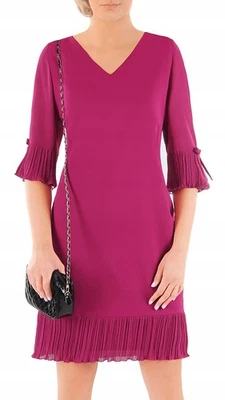 Carla Moreno Olivia II Etuikleid Midi Chiffon 3/4 Arm V-Ausschnitt 42-54 - Bild 1 von 4