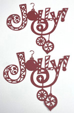 2 Red Jolly Die Cuts Scrapbook Cards Paper Piecing Christmas 4.25" x 4.75