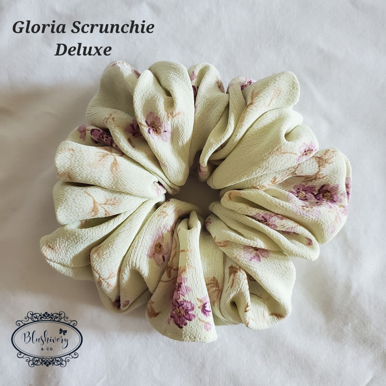 Gloria Deluxe Scrunchie Chiffon Hair Tie Green Limited Edition