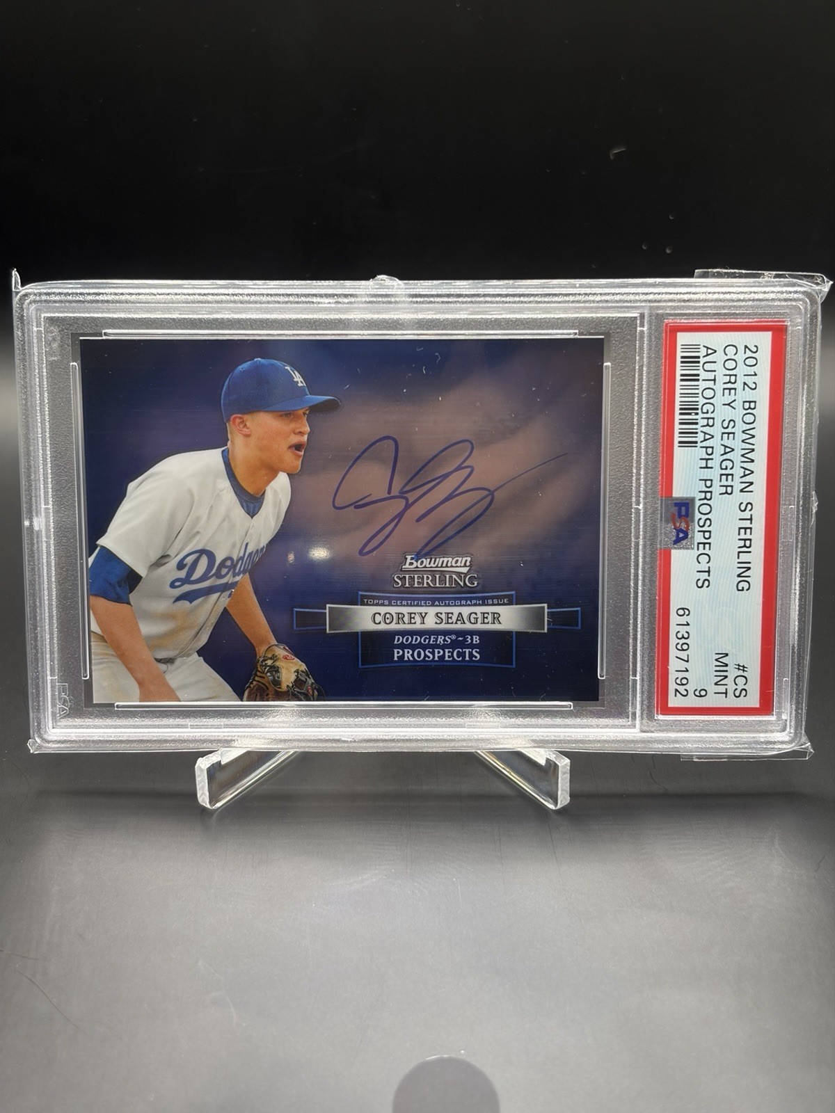 Topps Bowman Sterling 2012 Corey Seager #BSAP-CS RC Auto PSA 9 Dodgers view 3