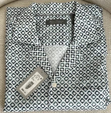 NWT Daniel Cremieux Signature size M blue beige white short sleeve shirt mens