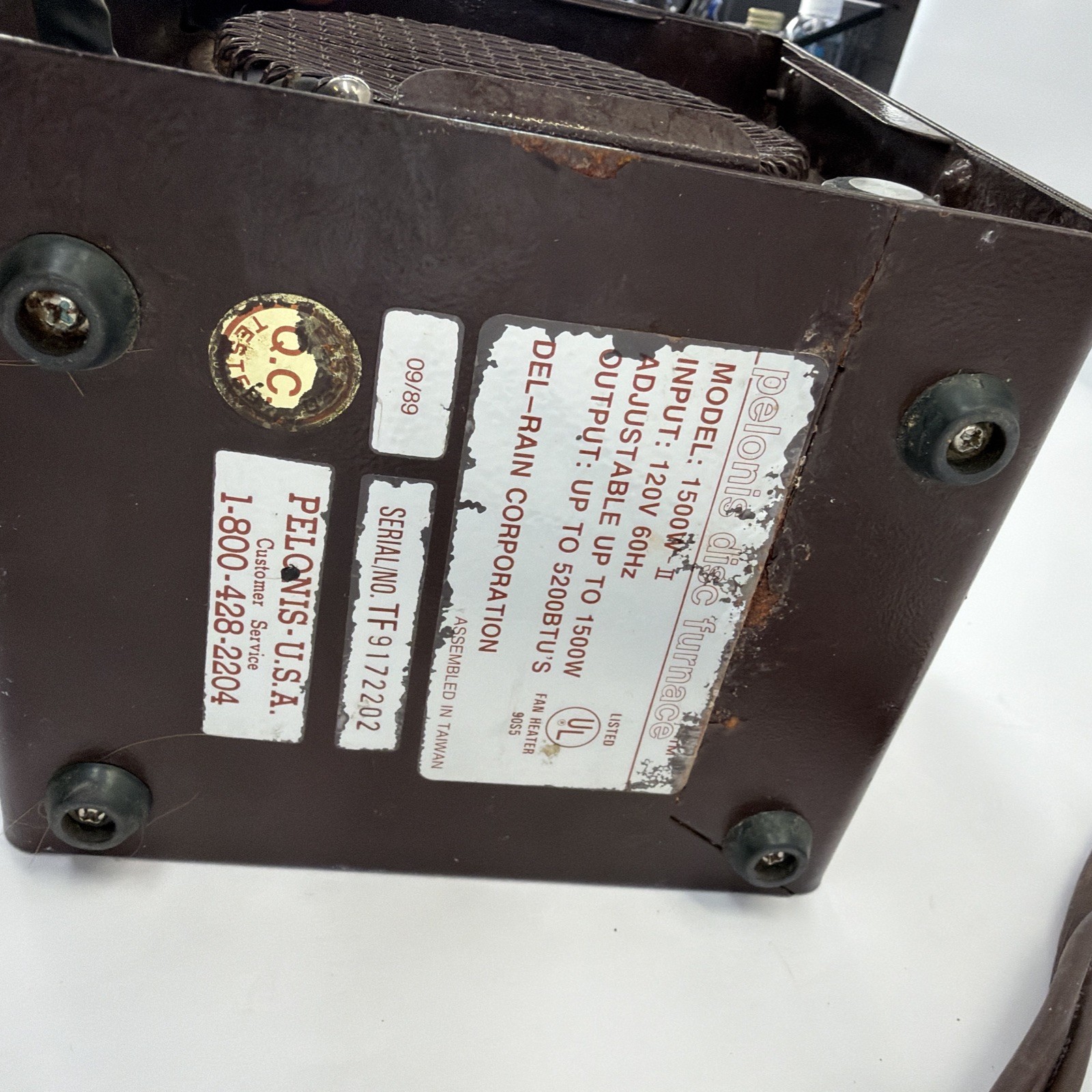 Vintage Pelonis The Original Disc Furnace Ceramic Space Heater 1500W 2