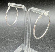 Vintage MC -235 Mexico Sterling Silver 1 1/4" Large Hoop Earrings 2.3g