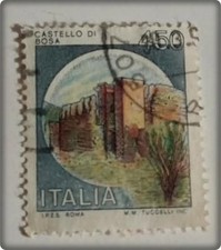 STAMP-SERIES CASTLES-CASTELLO DI BOSA-450 LIRE-1980