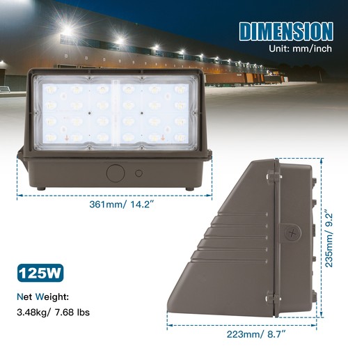 3000K-5000K 125W LED Wall Pack Security Lights Full Cut Off Outdoor Garage Lamp - Picture 4 of 7