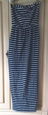 NEXT - Women's Black White Stripe Bandeau Strapless Summer Maxi Dress - Size 10
