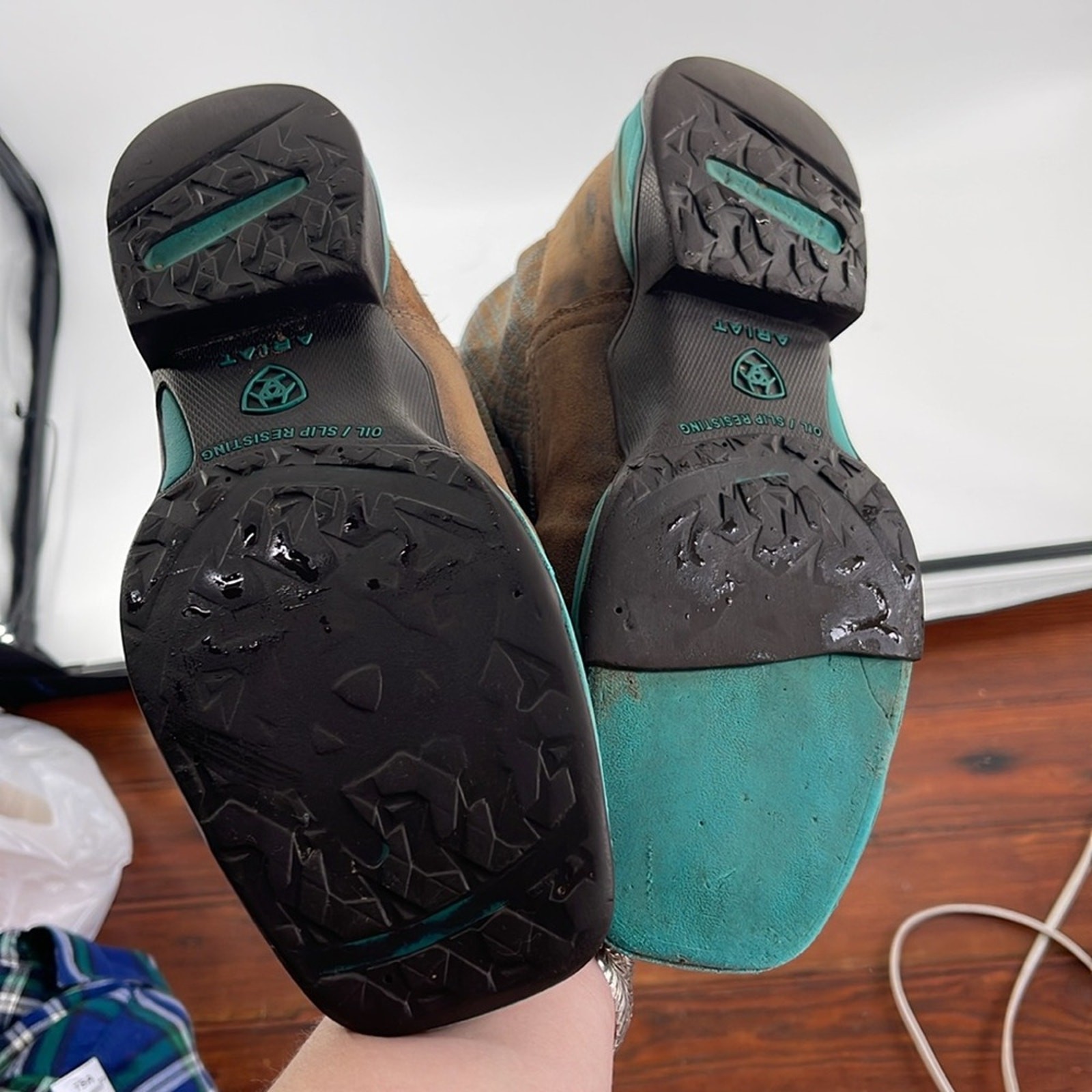 Ariat Anthem Java leather pull on embroidered squ… - image 8