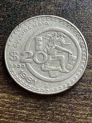 1981 Mexico Cultura Maya 20 Pesos AU Almost Uncirculated Actual